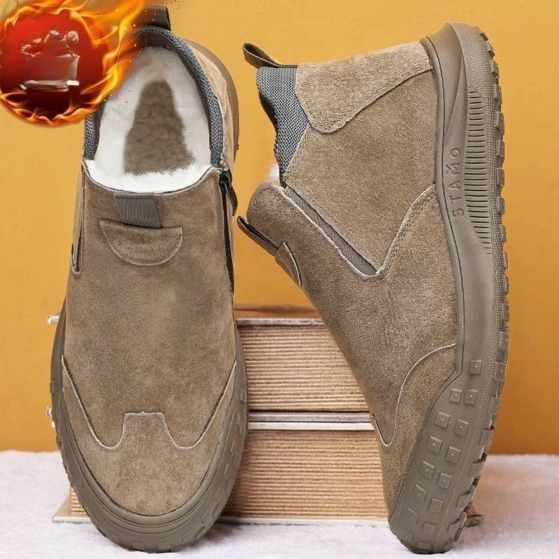 Men'S Fashion Loafers Shoes - Winter-Herrenschuhe, Plüsch, warme Baumwollschuhe, modische High-Top-Freizeitschuhe,