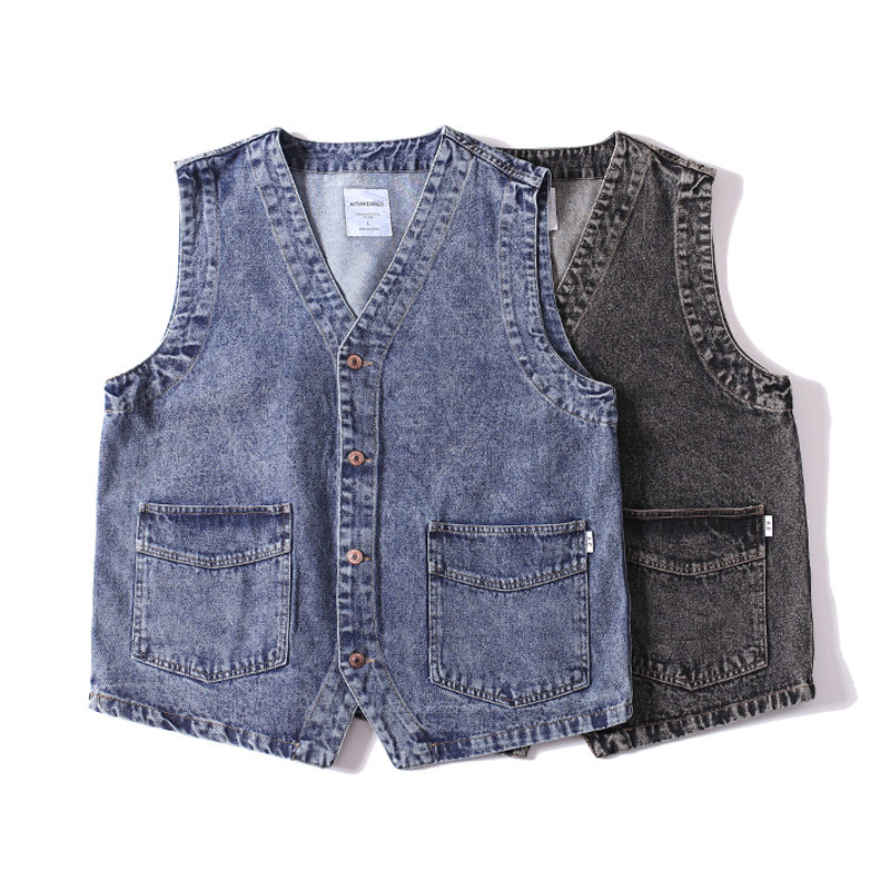 Men'S Fashion Vest With Jeans - Männer Japanische Streetwear Cityboy Retro Mode