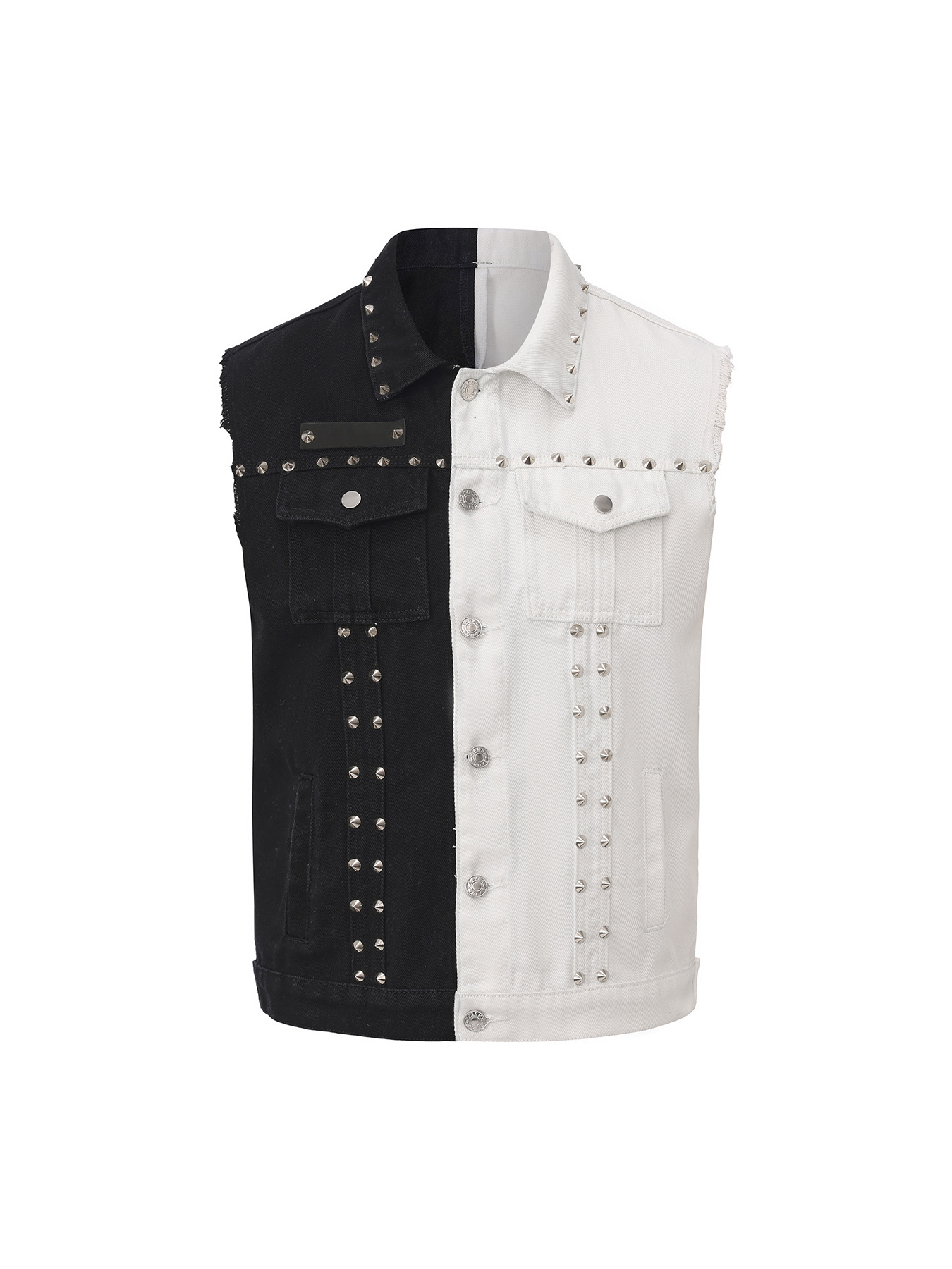 Men'S Fashion Vest With Jeans - Herren-Jeansweste im Punk-Stil mit Nieten, modische