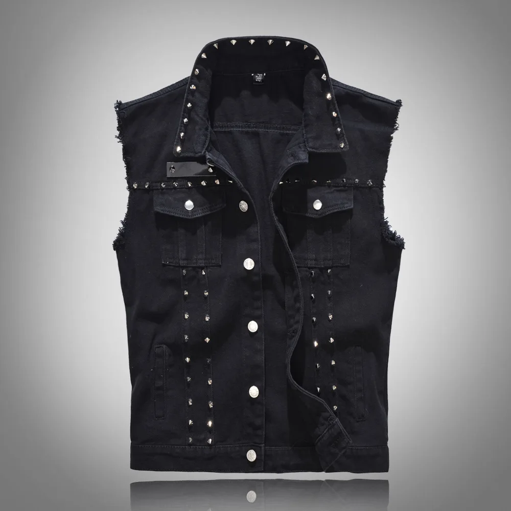 Men'S Fashion Vest With Jeans - 2026 Frühjahrsmode Herren Nieten-Jeansweste Punk Party