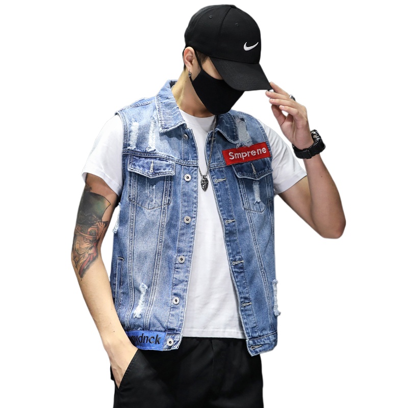 Men'S Fashion Vest With Jeans - Neue Mode Männer Blau Denim Westen
