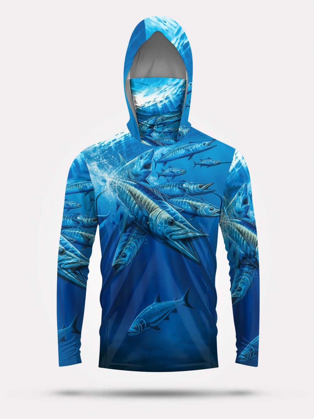 Men'S Tops Fashion - Herren Sommermode Fischschwarm-Print Bequemer Atmungsaktiver Kapuzen-Angleranzug