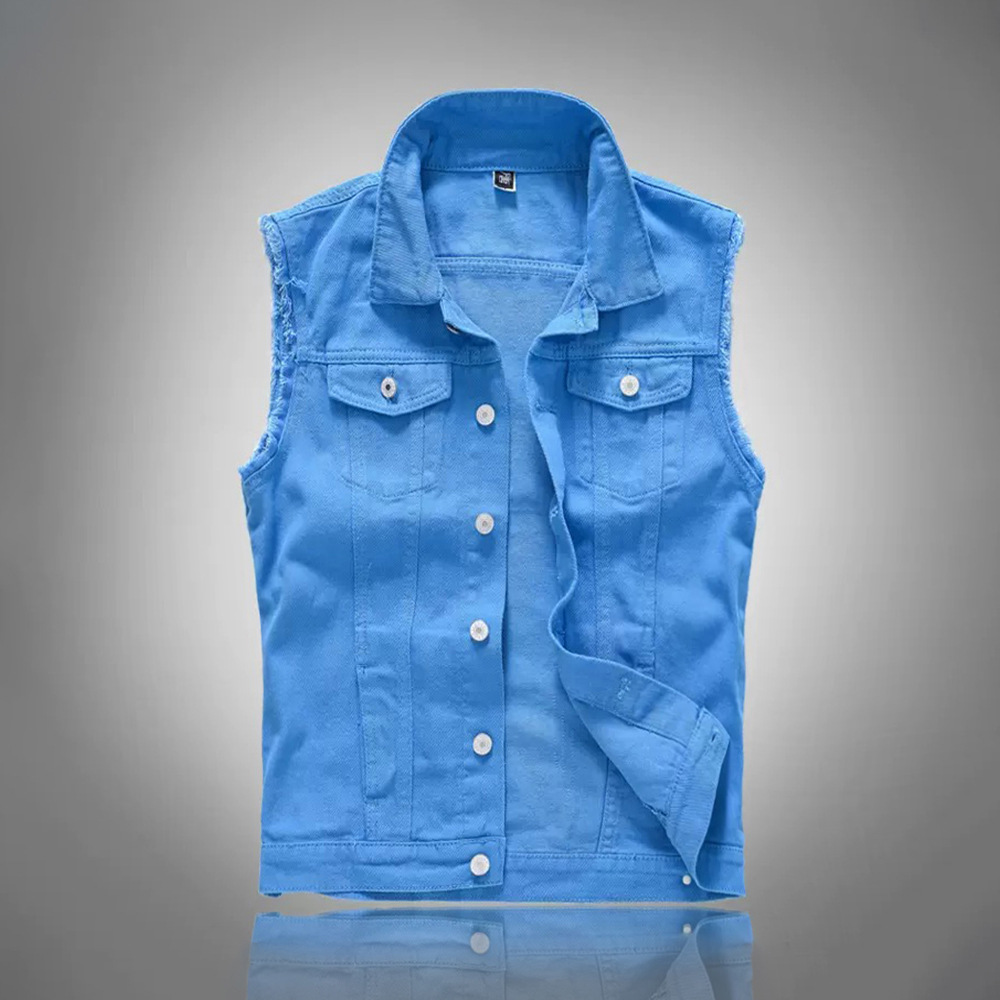 Men'S Fashion Vest With Jeans - Neue Modische Herren Blaue Lässige Jeanswesten