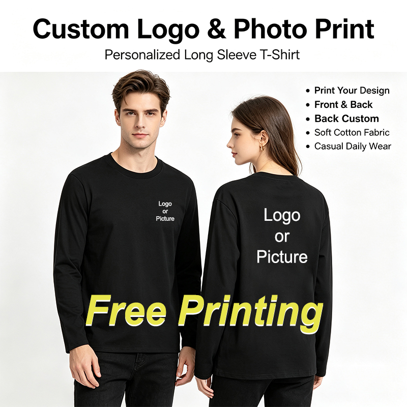 Men'S Tops Fashion - Maßgeschneiderte Baumwoll-Langarm-T-Shirts für Herren, modische, bedruckte