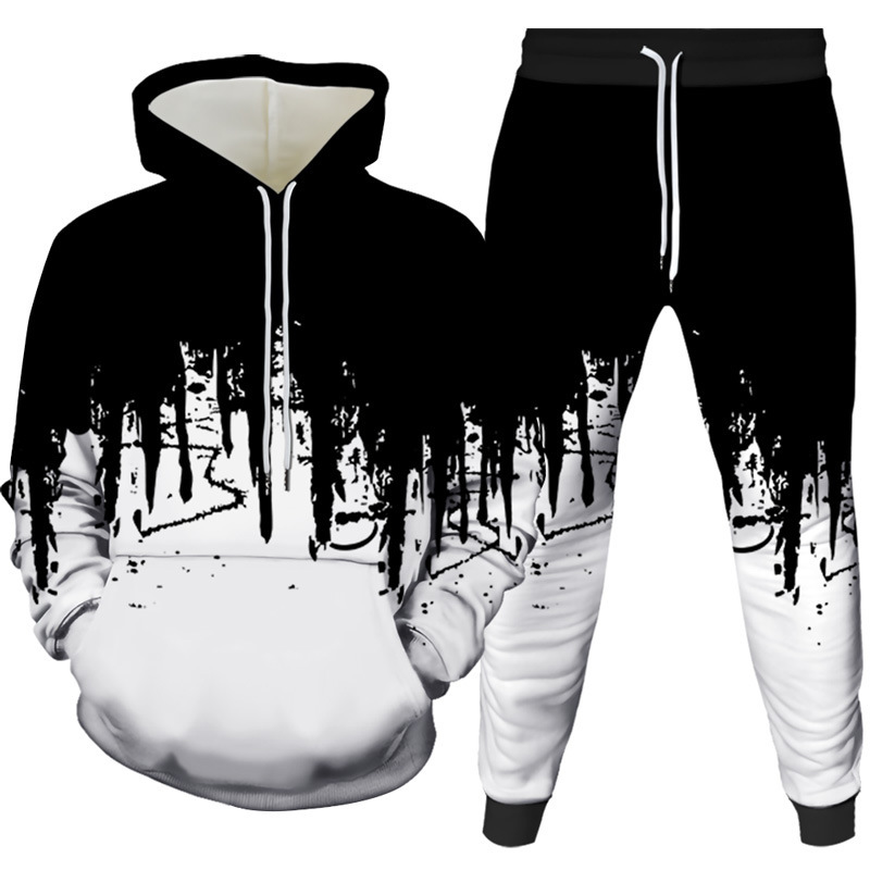Men'S Fashion Hoodie - Tinte Malerei 3D Gedruckt Hoodie Hose