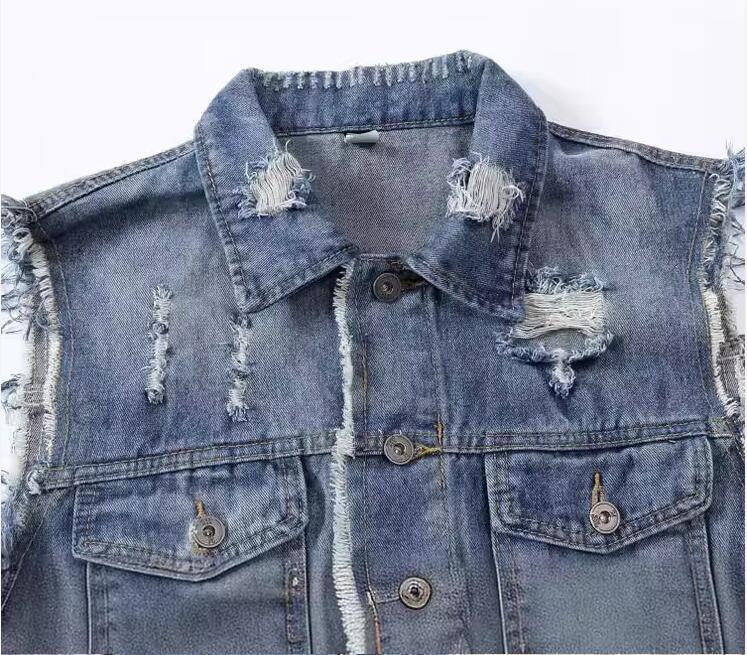 Men'S Fashion Vest With Jeans - Neue Modische Herren Blaue Lässige Zerrissene