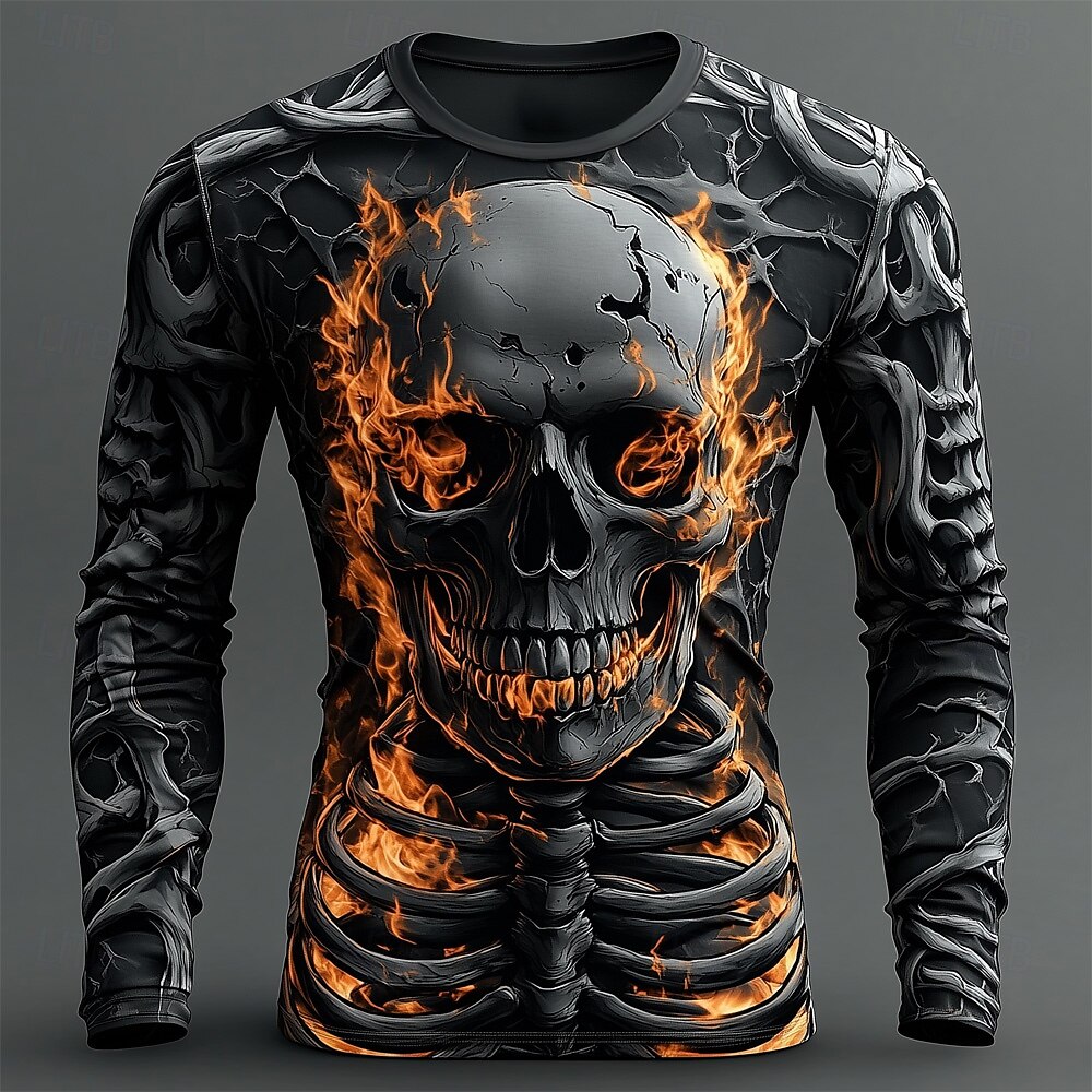 Herren 3D-Flammen-Totenkopf-Mu – Men'S Tops Fashion Bewertung und Preis