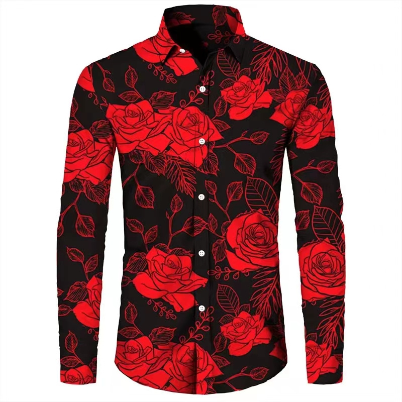 Modische Blumen 3D-Druck Herre – Men'S Tops Fashion Bewertung und Preis